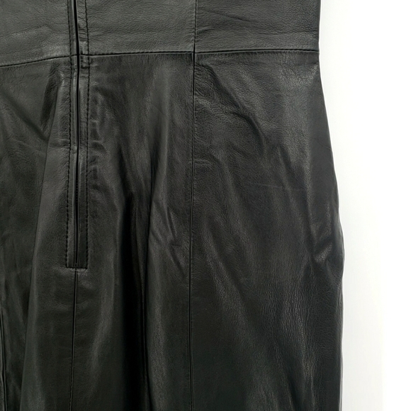 VAKKO Black Lamb Leather Dress With Lace Insert Front Panel - Picture 12 of 13